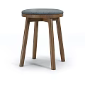 Modern Wooden Stool Featuring Gray Padded Seat And Sturdy Four Legs Design