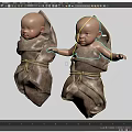 Game And Movie Characters Two Babies Wrapped In Gray Cloth With Rope