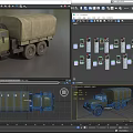 Green Military Truck With Canvas Cargo Cover And Six Wheels Design