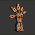 Orange And Blue Mechanical Design Sport Gloves With Unique Pattern And Comfortable Fit