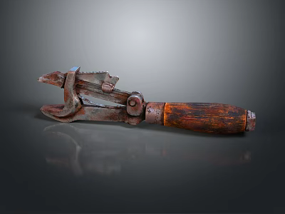 Rusty Metal Pliers With Wooden Handle And Vintage Tool Structure 3d model