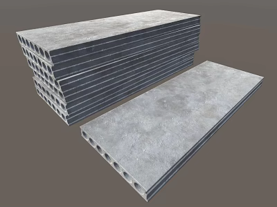 Hollow Core Concrete Slabs Stacked As Durable Building Components For Construction 3d model