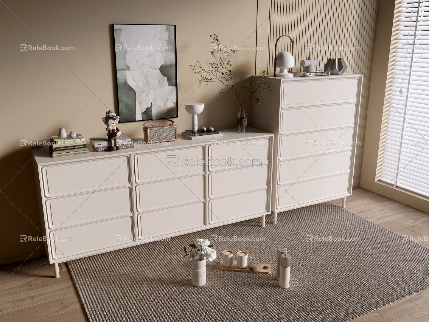 Modern Cream Style Cabinet Whole Cabinet Sideboard Cabinet Balcony Cabinet Storage Cabinet Entrance Cabinet 3d model