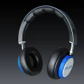 Bellinger Black and Blue Headphones with Leather Headband Metallic Accents and Over Ear Earpads