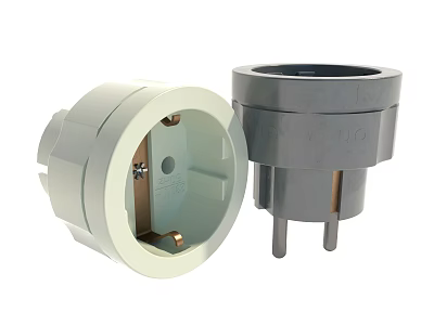 White and Grey Switch Panel with Electrical Socket and Plug Design 3d model