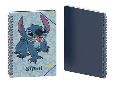 Two Spiral Bound Notebooks With Stitch Pattern And Dark Blue Cover 3d model