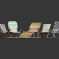 Modern Colorful Striped And Black White Patterned Deck Chairs Collection 3d model