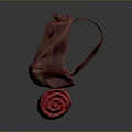 Red Leather Backpack Placed On Red Rolled Mat For Daily Use