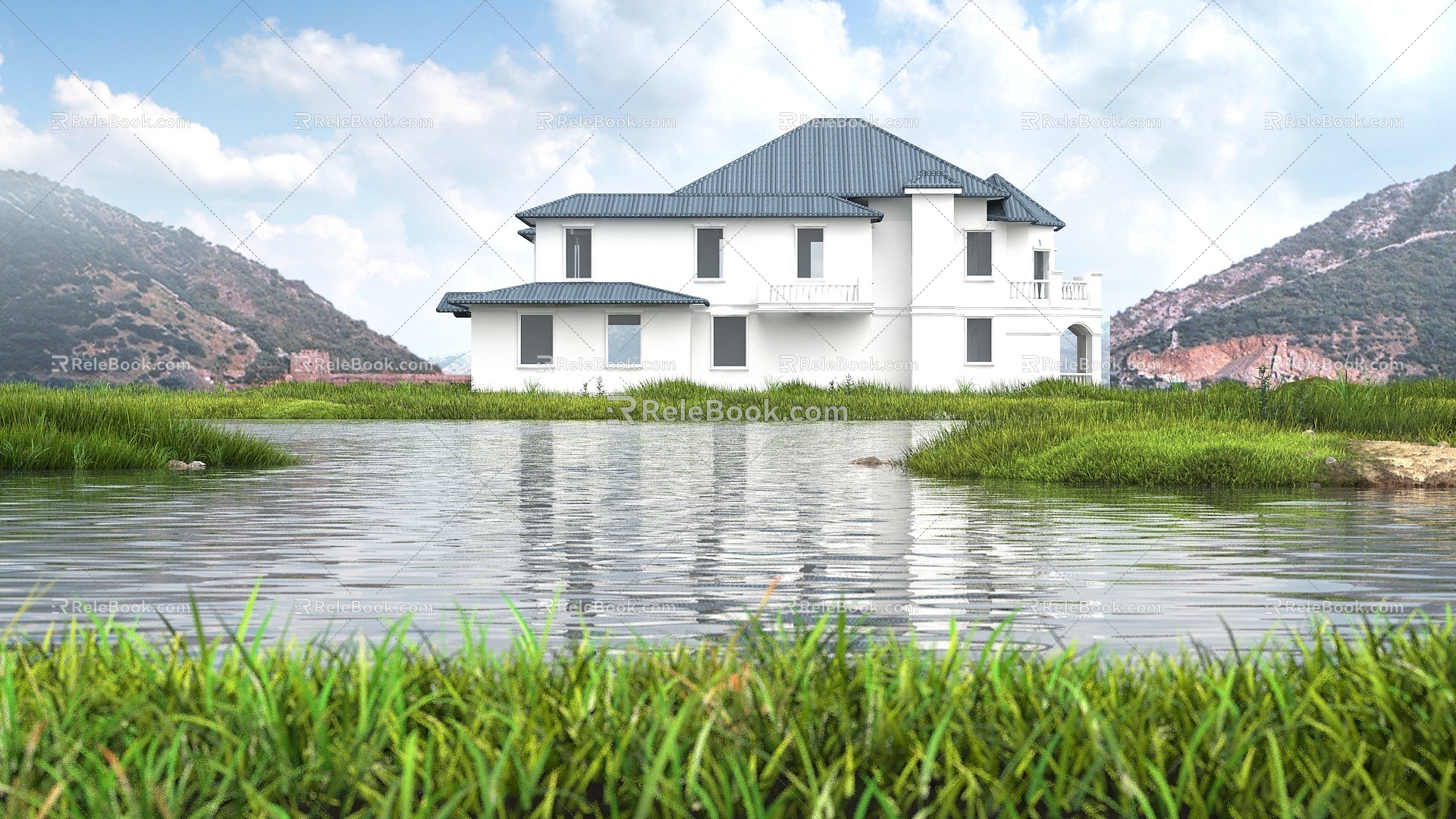 Villa along the River Architectural Design Villa Nordic Villa Single Building Landscape Design Garden Design Forest 3d model