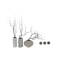 Textured Stone Vases In Cylindrical Irregular And Round Shapes With Natural Branches