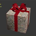 Decorative Gift Box With Red Bow And Colorful Patterns For Daily Supplies 3d model