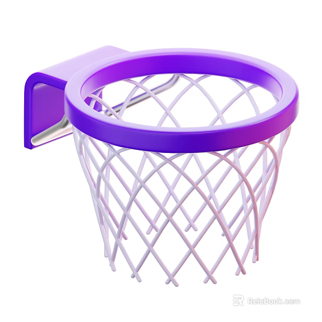 High Quality Purple Basketball Hoop With White Net Durable Sports Equipment 3d model 