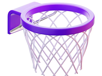High Quality Purple Basketball Hoop With White Net Durable Sports Equipment 3d model
