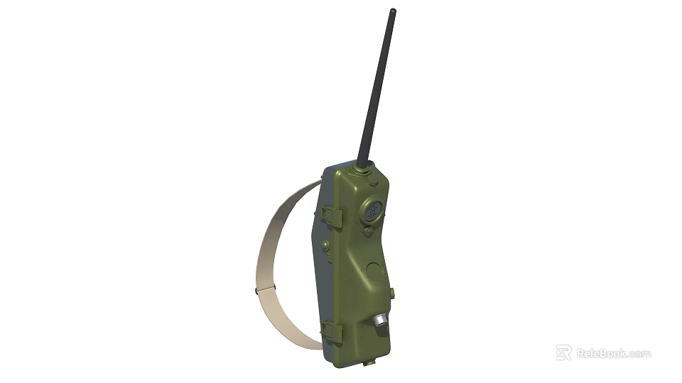 Green Two Way Radio Communication Device With Long Antenna and Wrist Strap For Portable Use 3d model 