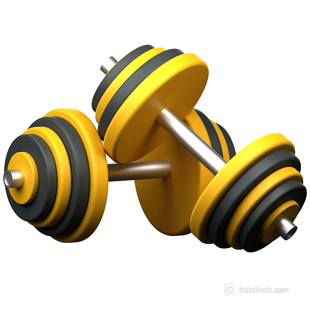 Yellow And Black Dumbbells Essential Sports Equipment With Metal Bars For Workouts 3d model 