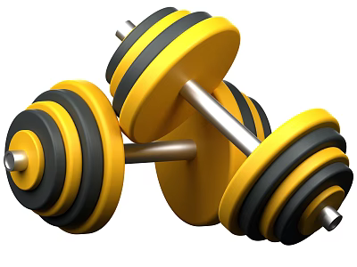 Yellow And Black Dumbbells Essential Sports Equipment With Metal Bars For Workouts 3d model