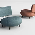 Modern Single Sofa With Round Shape Blue And Pink Metal Legs Design 3d model