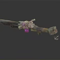 Pixel Art Weapon Design With Pink White Beige Colors And Dark Background Reflection