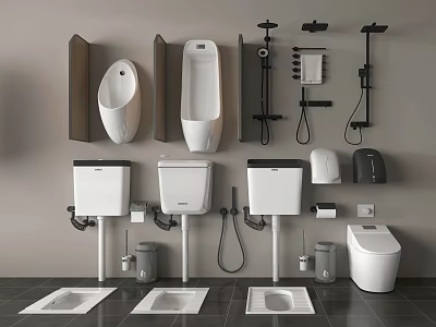 Modern Toilet Bathroom Interior Design With Sink Shower And Fixtures 3d model