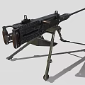 Detailed Military Machine Gun With Sturdy Tripod Stand And Metal Ammunition Box
