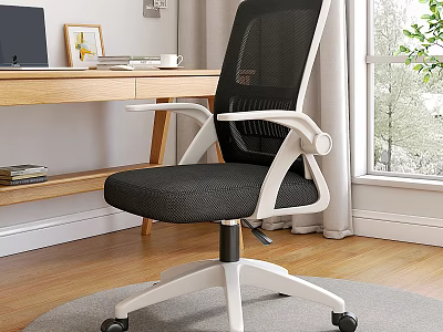 Ergonomic Black Mesh Office Chair With White Frame Armrests And Wheels For Home Office 3d model