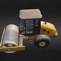 Yellow Road Roller Construction Vehicle With Steel Drum And Large Wheels