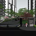 Modern gate residential area sub-entrance entrance gate entrance gate building sentry box car blocking machine 3d model