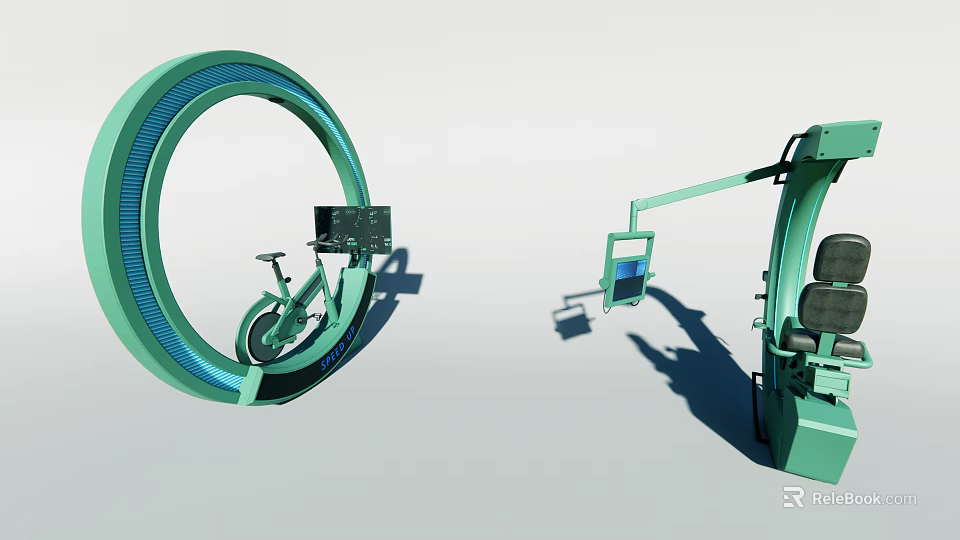 Commercial Equipment Featuring Circular Bicycle Structure And Mechanical Arm Seat 3d model