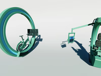 Commercial Equipment Featuring Circular Bicycle Structure And Mechanical Arm Seat 3d model