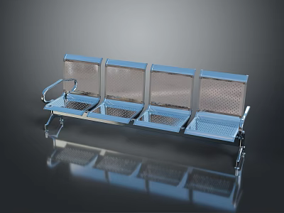 Outdoor Metal Four Seat Chair with Mesh Seats Metal Armrests and Reflective Floor 3d model