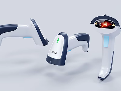 Commercial Handheld Wireless Barcode Scanners With Ergonomic Grip And Digital Display Screen 3d model