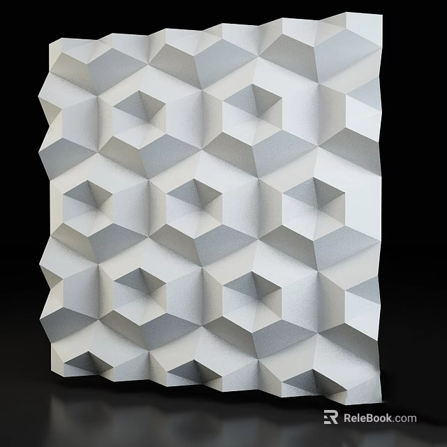 Geometric Wall Decor with 3D Textured Gray and White Modern Interior Panel 3d model