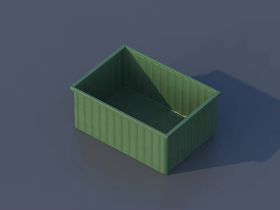 Green Rectangular Storage Basket with Vertical Striped Design for Home Organizing 3d model