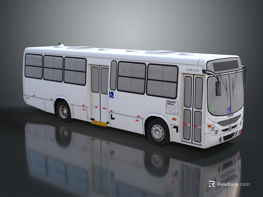 Modern White City Bus With Large Windows And Sleek Exterior Design 3d model 