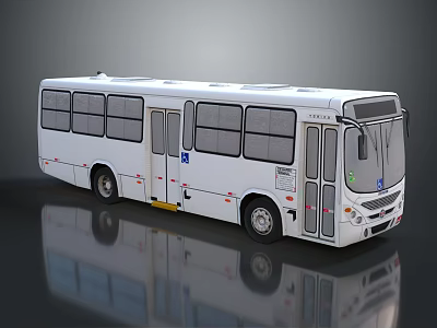 Modern White City Bus With Large Windows And Sleek Exterior Design 3d model