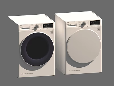 White Electrolux Front Loading Washing Machines With Open And Closed Doors 3d model