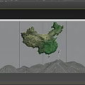 China Map Themed Background Wall With Green 3D Design And Gray Wave Pattern 3d model