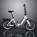 White Folding Bicycle With Modern Design Black Seat And Gray Background Showcase