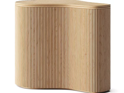 Modern Wooden Coffee Table With Vertical Striped Texture And Curved Design 3d model