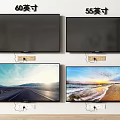 60 Inch And 55 Inch Wall Mounted TVs With Scenic Display Screens