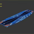 Stylish Modern Surfboard With Black White Stripes And Orange Edges Design