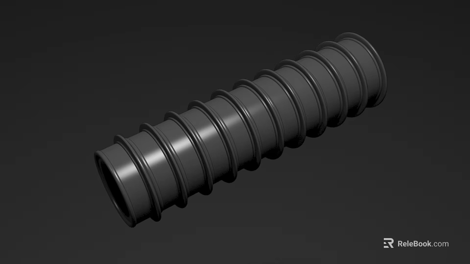 Elegant Black Ribbed Cylindrical Decorative Ornament Set For Modern Home Decor 3d model 