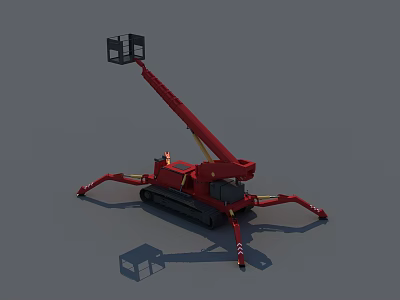 Red Crawler Spider Crane Function Vehicle with Extendable Boom and Outriggers Platform 3d model