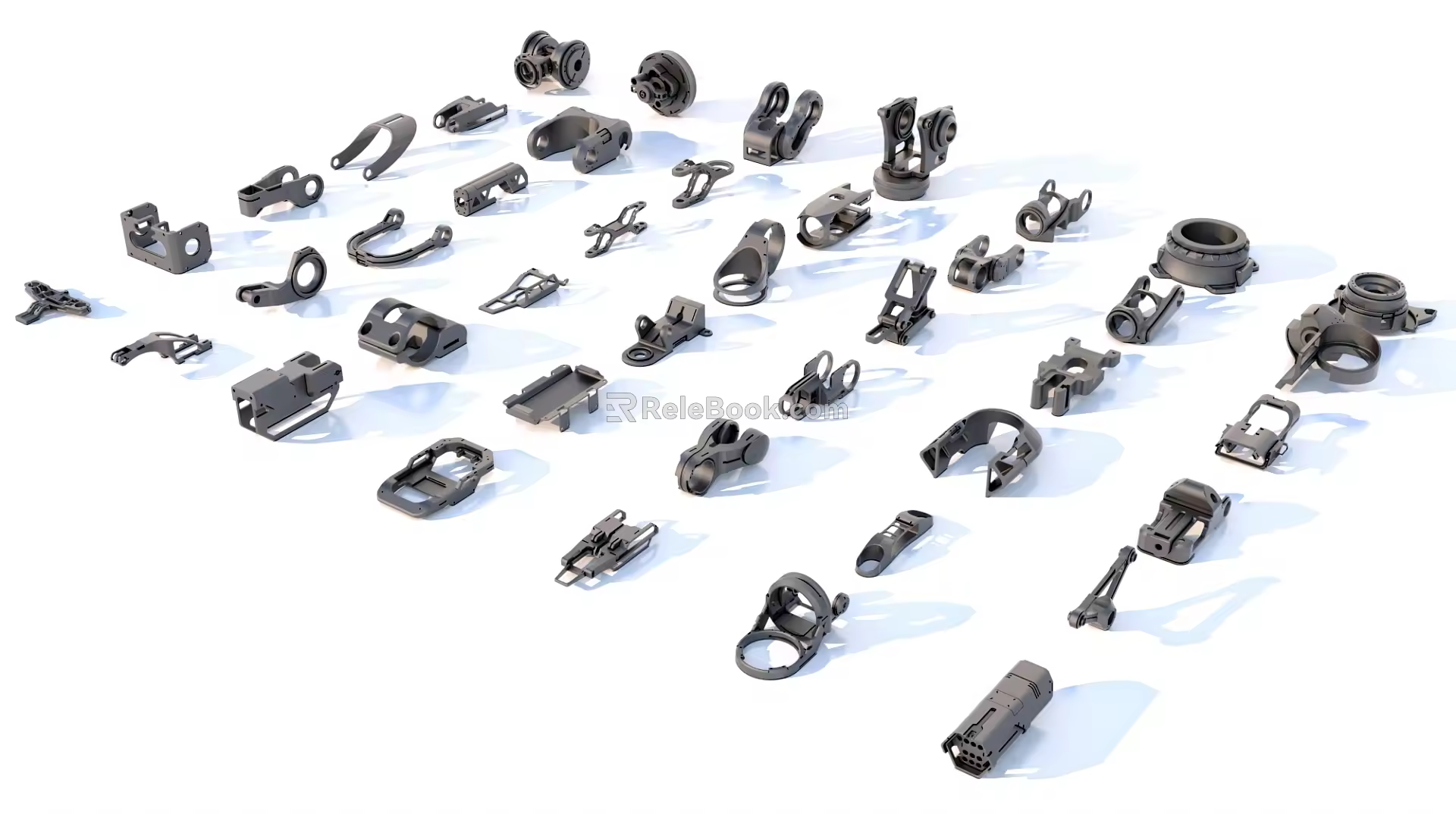 Hard surface mechanical parts combination of mechanical parts 3d model