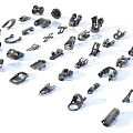 Hard surface mechanical parts combination of mechanical parts 3d model