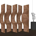 Geometric Folding Solid Wood Partition Screen 3d model