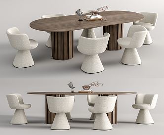 Modern Dining Table and Chair Combination Single Chair Dining Chair 3d model