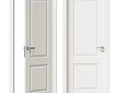 Simple White Interior Hinged Door Design With Classic Panel And Handle 3d model
