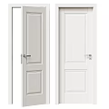 Simple White Interior Hinged Door Design With Classic Panel And Handle 3d model