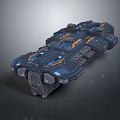 Blue And Orange Cosmic Spaceship With Modular Structure For Interstellar Exploration 3d model